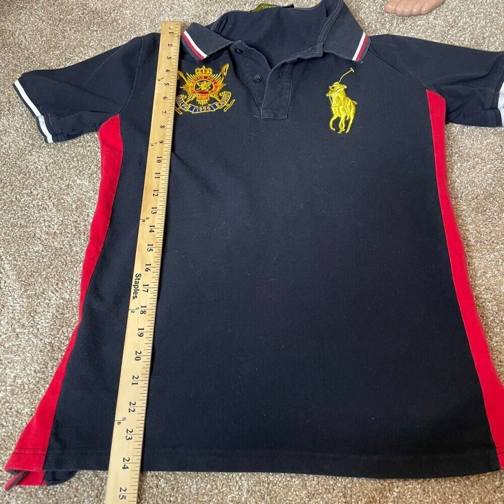 Ralph Lauren Polo large horse embroidered shirt top collared black/yellow/red
